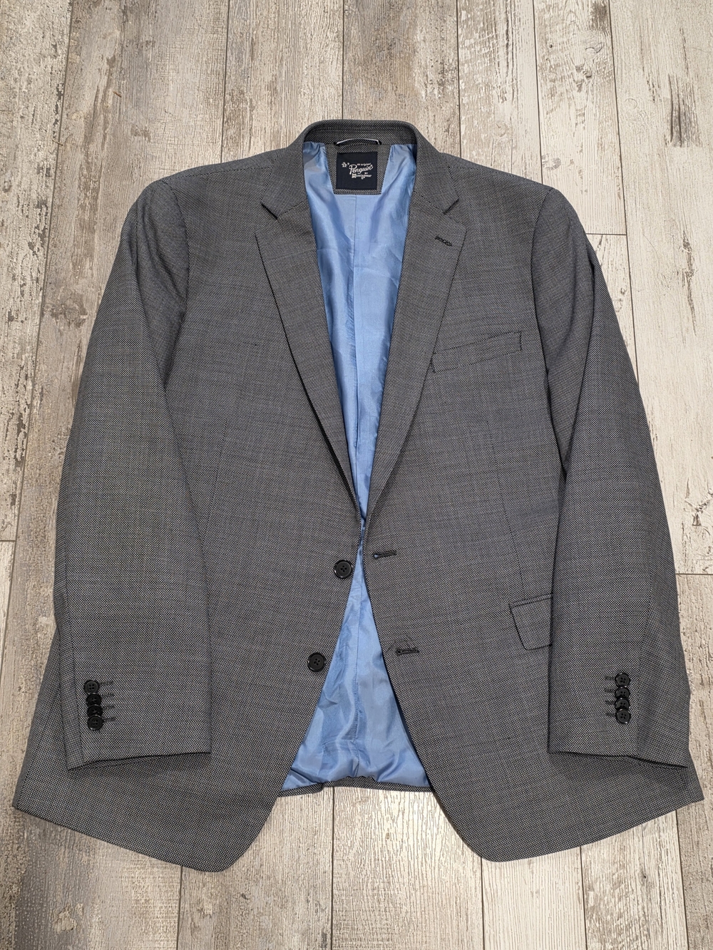 46R Men's Original Penguin Wool Blend Blazer Microdot Gray 2 Button Sport Coat